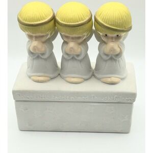 Houston Harvest Three Little Angels Trinket Box Ceramic Star Base 2118FY07 White